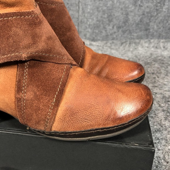 Miz Mooz Boots Womens Size 8.5-9 Brown Leather Suede Ankle Booties Buckle Side - Picture 9 of 16